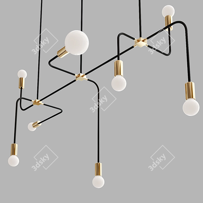 Elegant Black and Brass Chandelier 3D model image 2