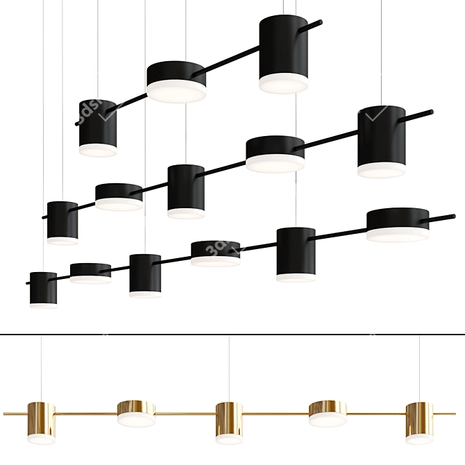 Modern LED Linear Pendant 3D model image 1