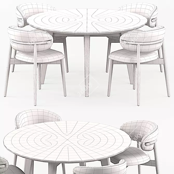 Elegant Dinning Set with Calligaris Oleandro Chairs & Abrey Marble Table 3D model image 2