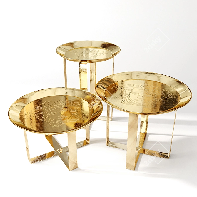 Luxury Gold Black Versace Home Side Tables 3D model image 1