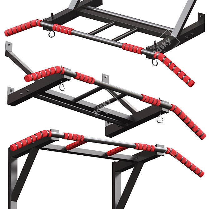 Versatile 3-in-1 Horizontal Bar Set 3D model image 3