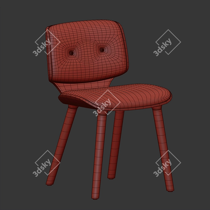 Elegant Nut Chair: A Fusion of Metal, Wood, and Velvet 3D model image 5