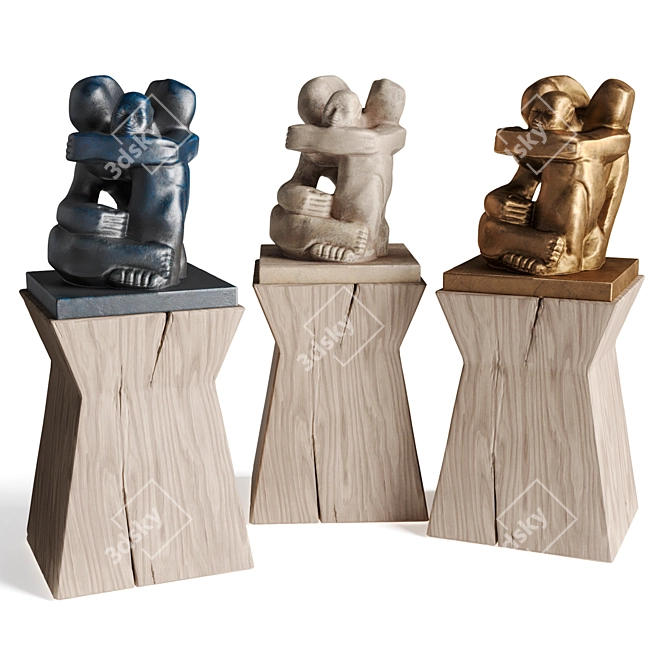 Elegant African Abstract Sculpture 3D model image 1