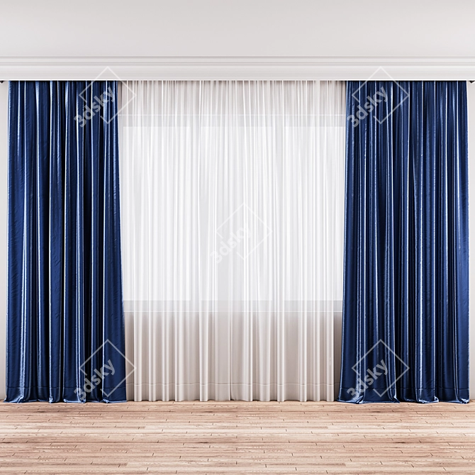 Luxury Silk Curtains 3D model image 2