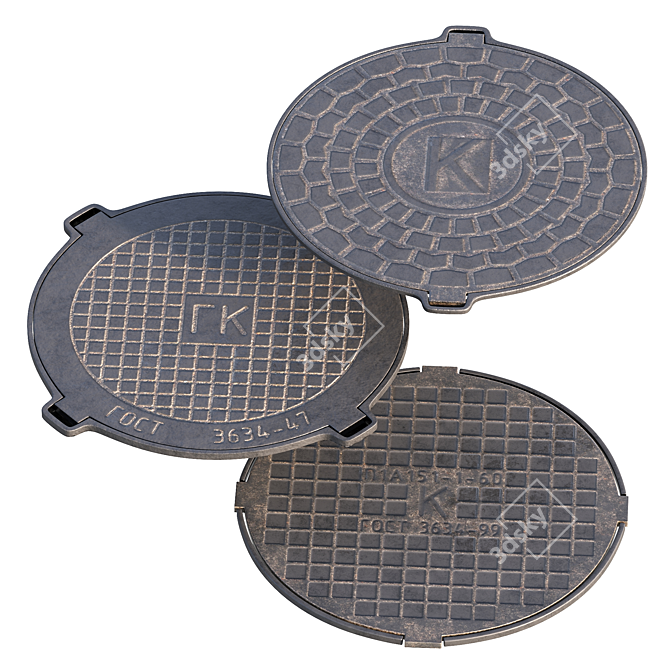 Urban Sewer Hatch  High-Quality 3D Model 3D model image 1