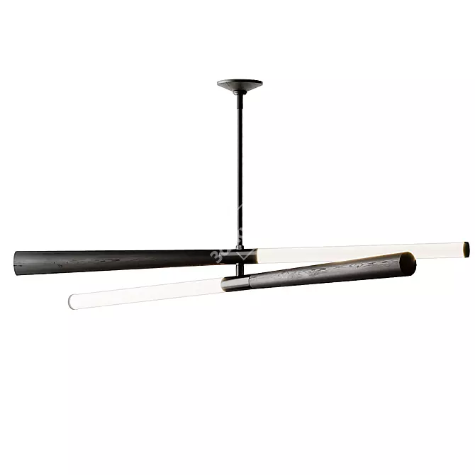 Crate & Barrel Exclusive: Linear LED Wood Black Chandelier 3D model image 1