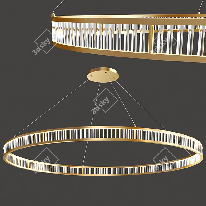 Luxury Brass and Glass Damien XL Pendant 3D model image 1