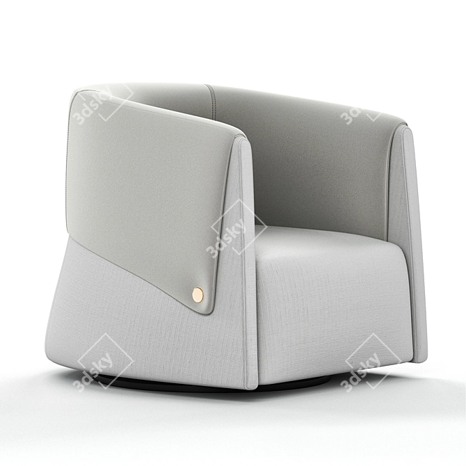 Modern Leather Swivel Armchair 3D model image 1