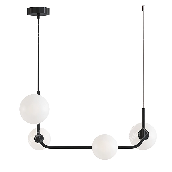 Sleek Black Line Chandelier 3D model image 1