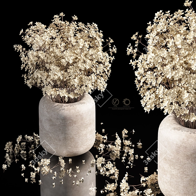 Elegant Plants Bouquet Vase 3D model image 1