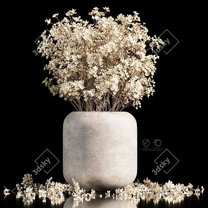 Elegant Plants Bouquet Vase 3D model image 2