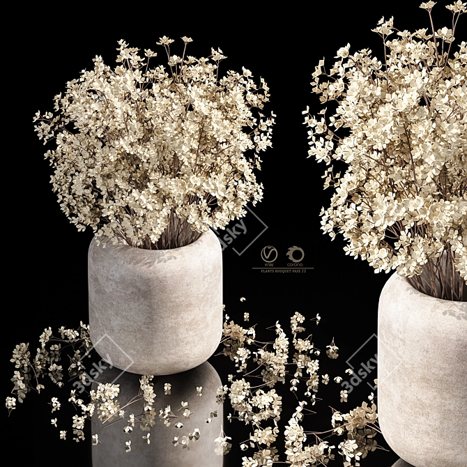 Elegant Plants Bouquet Vase 3D model image 5