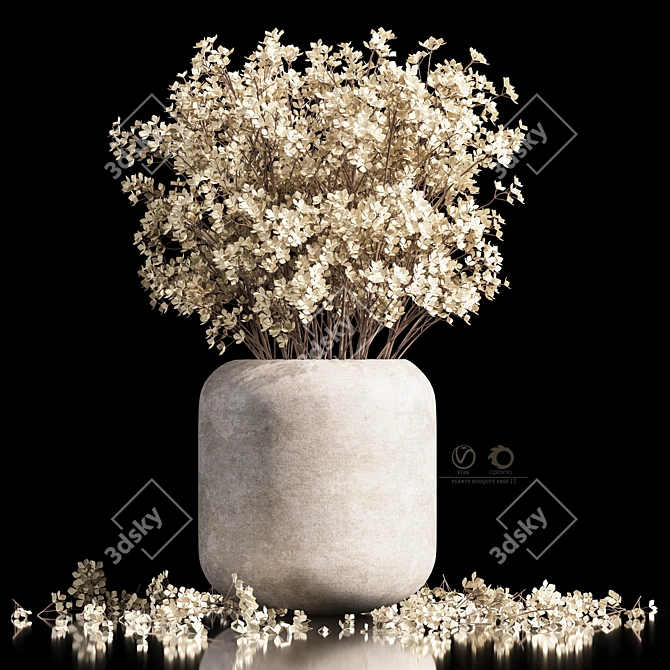 Elegant Plants Bouquet Vase 3D model image 6