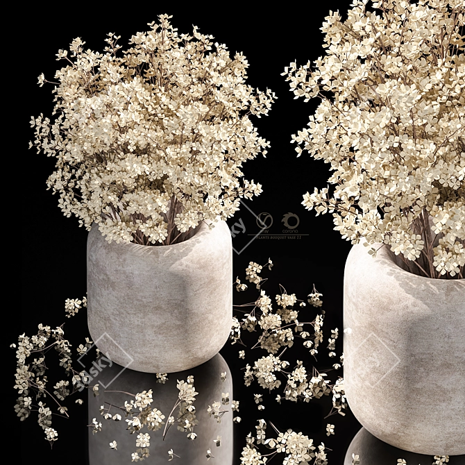 Elegant Plants Bouquet Vase 3D model image 7