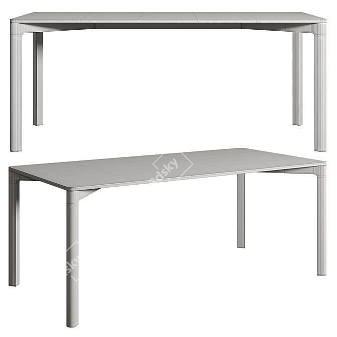 Modern Woak Lavado Dining Table 3D model image 2