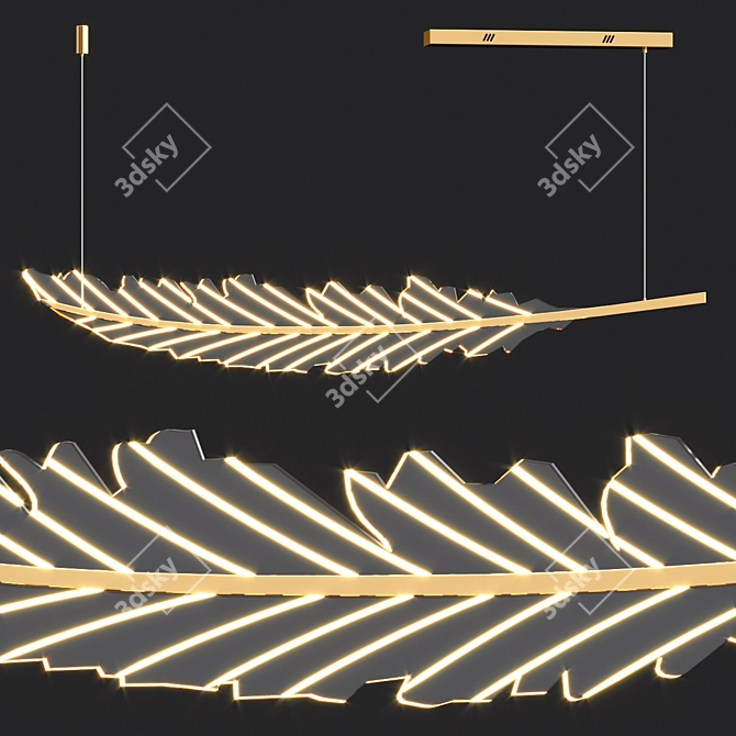 Nature's Glow Leaf Chandelier 3D model image 1