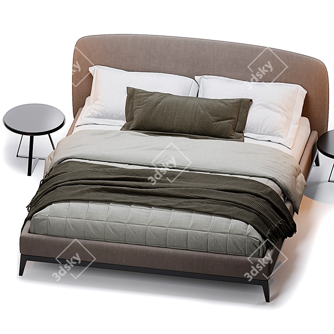 Elegant Olivier Bed by Flou 3D model image 2