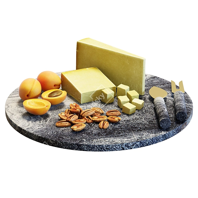 Elegant Marble Cheese Board Set 3D model image 1