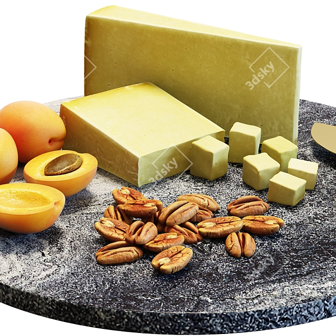 Elegant Marble Cheese Board Set 3D model image 4