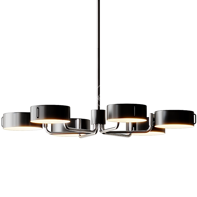 Sleek Axle Nickel Chandelier 3D model image 2