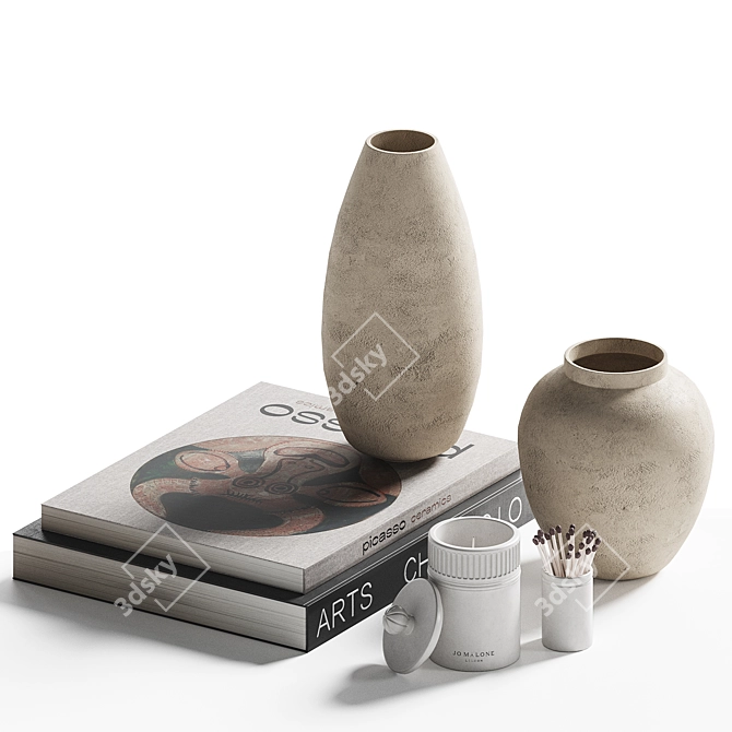 Elegant Decorative Coffee Table Set 3D model image 3