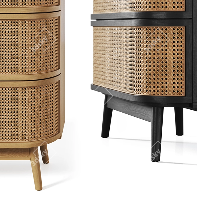 Laora Rattan 3-Drawer Commode 3D model image 3