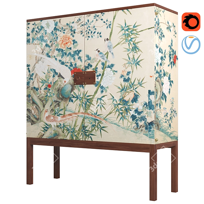 Vintage Mahogany Cabinet | Josef Frank Design 3D model image 1
