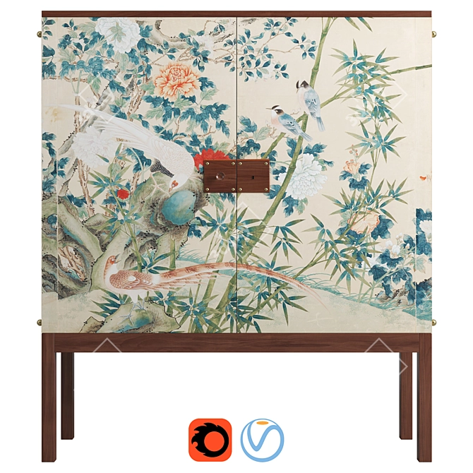 Vintage Mahogany Cabinet | Josef Frank Design 3D model image 4