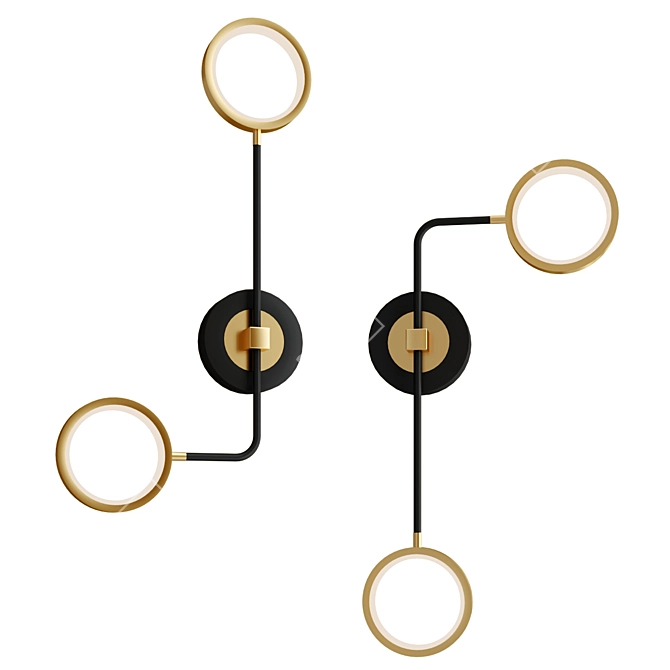 TOLANI Wall Lamp: Elegant Black & Gold 3D model image 1
