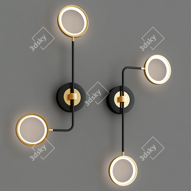 TOLANI Wall Lamp: Elegant Black & Gold 3D model image 2