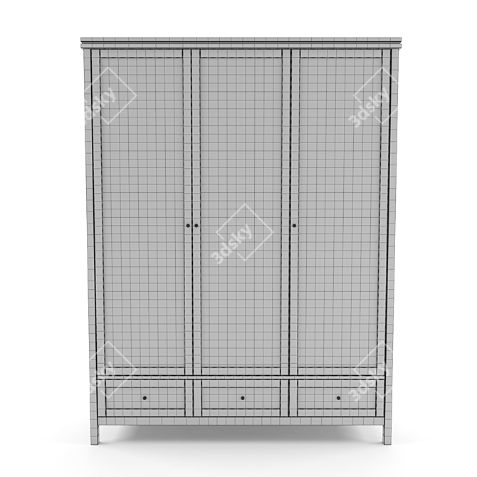 Gabin Triple Cabinet: Solid Pine & Rattan Perfection 3D model image 2