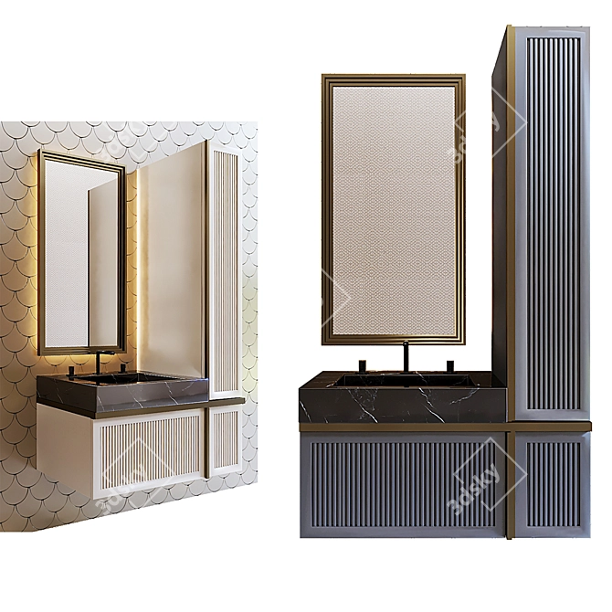 Modern Bathroom Set Design 3D model image 2