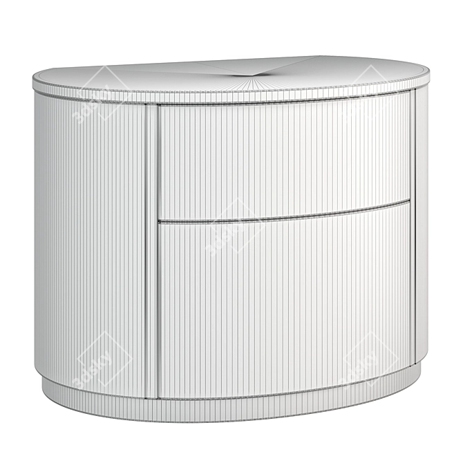 Round Silver Bedside Table - Stylish and Compact 3D model image 4