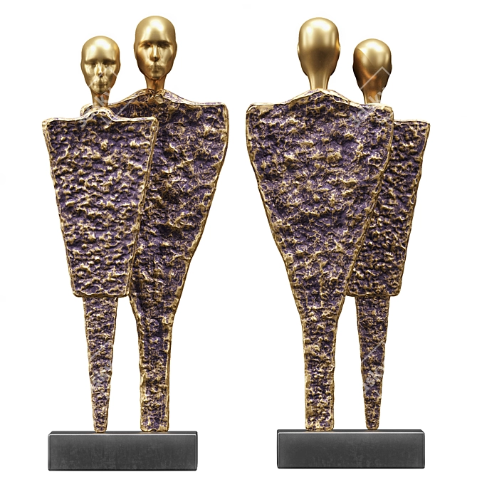 Elegant Couple Sculpture for Home Decor 3D model image 1