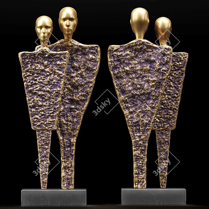 Elegant Couple Sculpture for Home Decor 3D model image 2