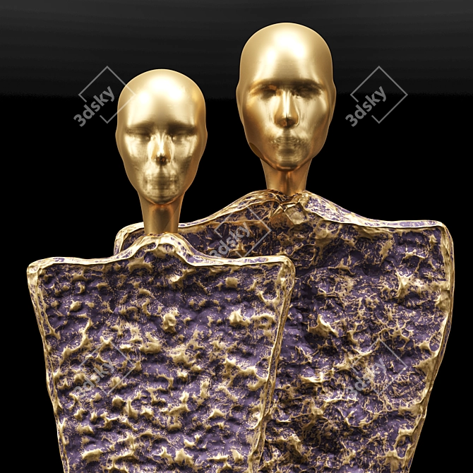 Elegant Couple Sculpture for Home Decor 3D model image 3