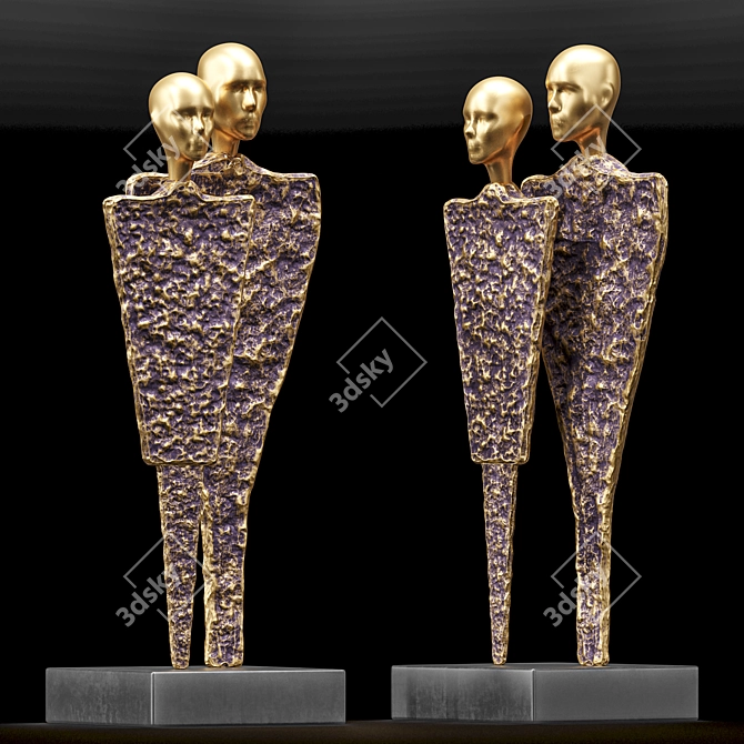 Elegant Couple Sculpture for Home Decor 3D model image 4