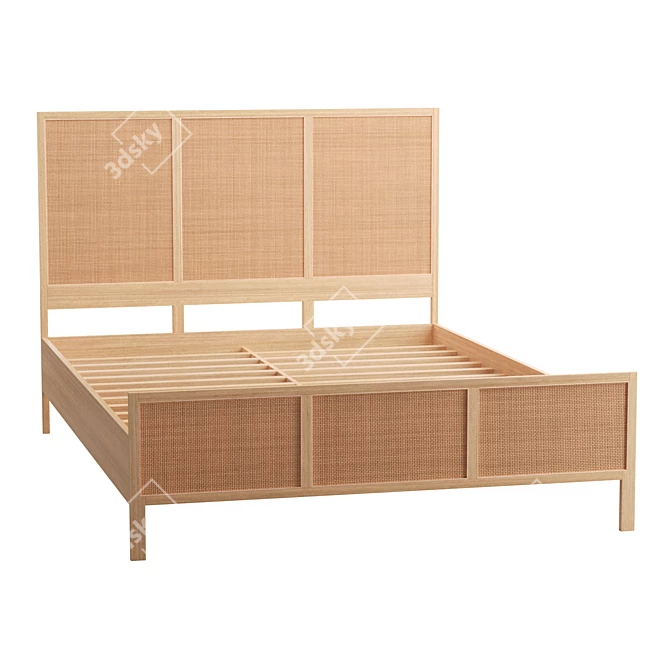 Modern Boho Mango Wood Ivy Bed 3D model image 1