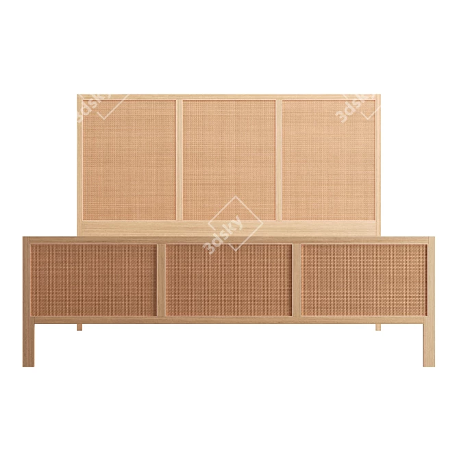 Modern Boho Mango Wood Ivy Bed 3D model image 2