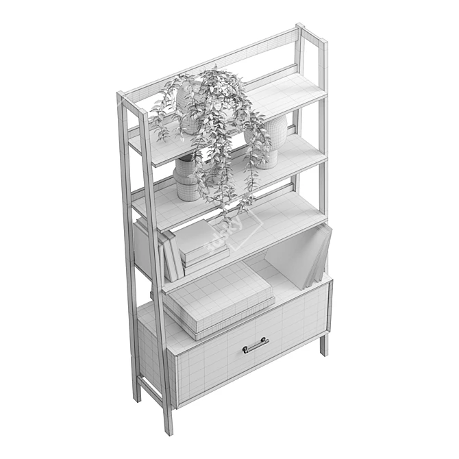 Mid-Century Kai Hutch: Stylish Storage Solution 3D model image 6