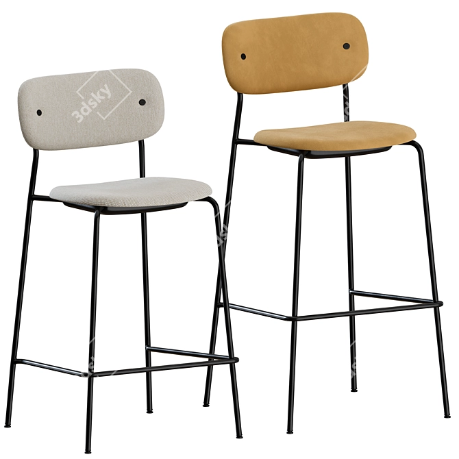 Elegant Upholstered Co Bar Chair 3D model image 4