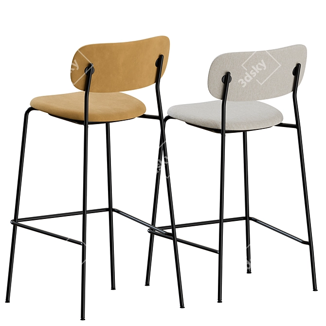 Elegant Upholstered Co Bar Chair 3D model image 6