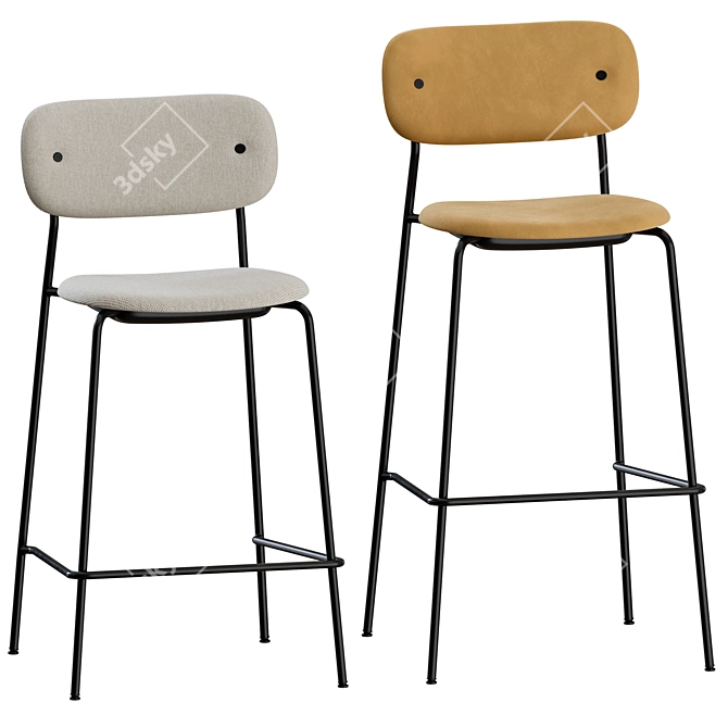 Elegant Upholstered Co Bar Chair 3D model image 7