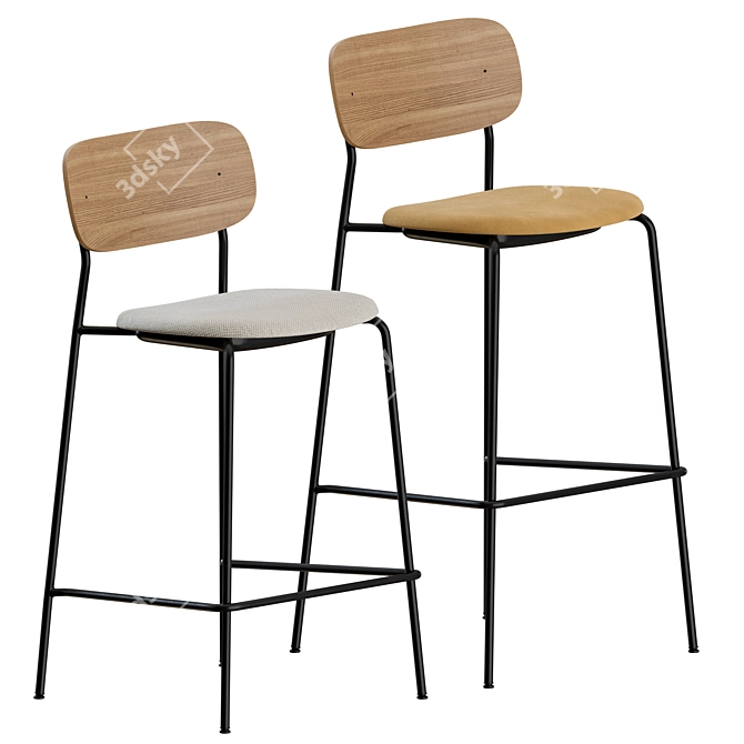 Menu Co Upholstered Bar Stools - Set of 2 3D model image 1