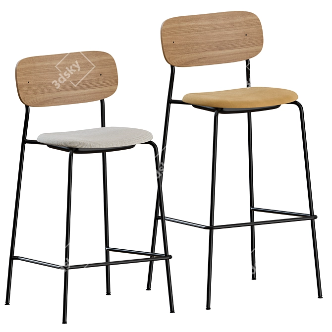 Menu Co Upholstered Bar Stools - Set of 2 3D model image 4