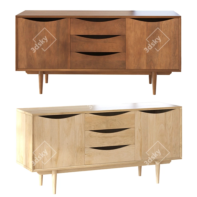 Stylish Fresno Sideboard in Natural Oak 3D model image 2