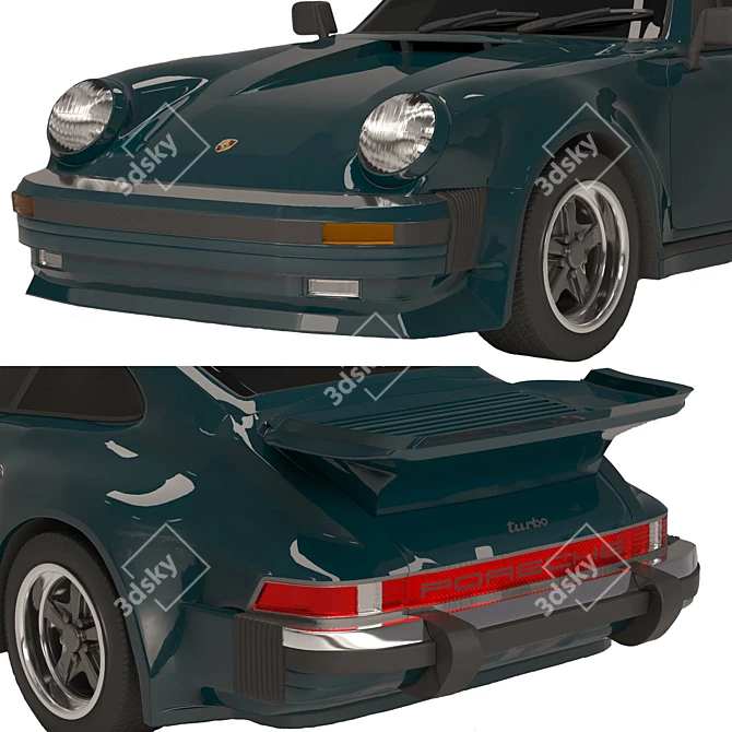 Vintage 1980 Porsche Carrera 911 Turbo 3D model image 4