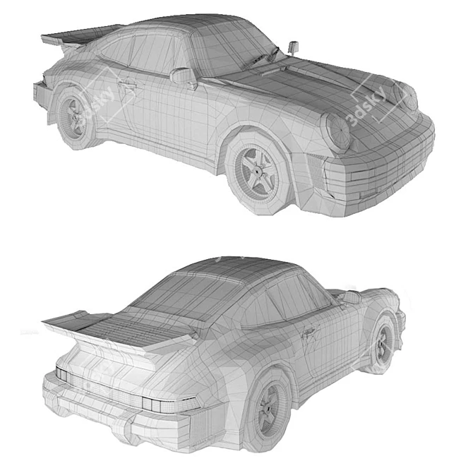 Vintage 1980 Porsche Carrera 911 Turbo 3D model image 7