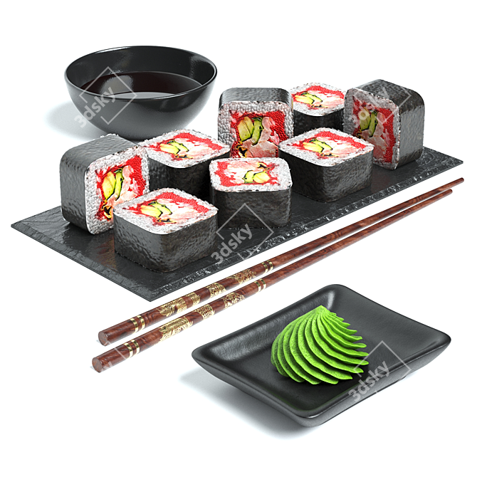 Exquisite Black Pearl Rolls 3D model image 1