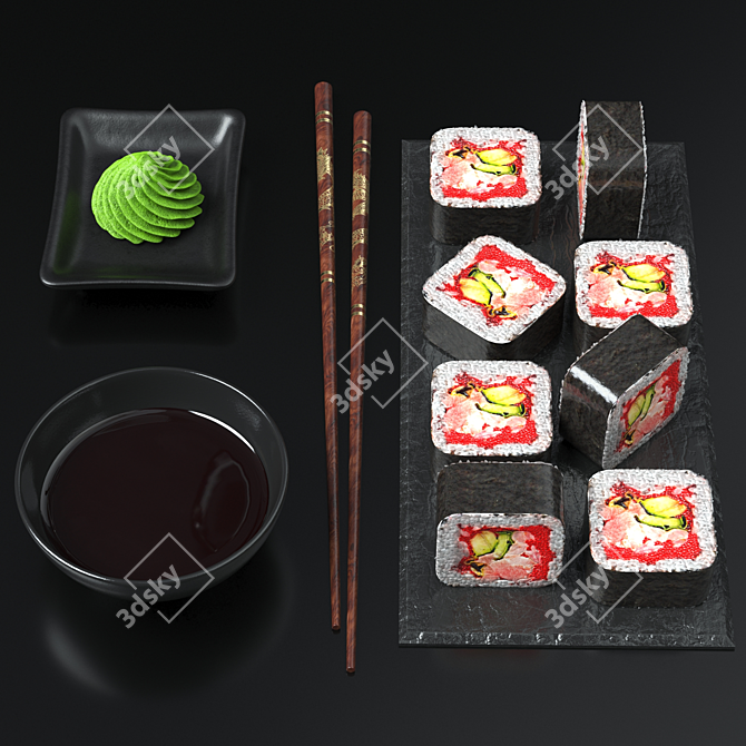 Exquisite Black Pearl Rolls 3D model image 3